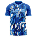 Custom Blue White Pattern Soccer Jersey