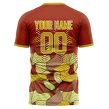 Custom Red Old Gold Pattern Soccer Jersey