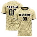 Custom Cream Black Pattern Soccer Jersey