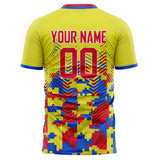 Custom Yellow Pink Pattern Soccer Jersey