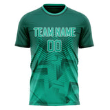 Custom Teal Light Teal Pattern Soccer Jersey