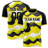 Custom Yellow Black Pattern Soccer Jersey