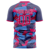 Custom Pink Blue Pattern Soccer Jersey