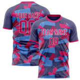 Custom Pink Blue Pattern Soccer Jersey