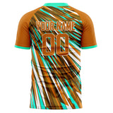 Custom Brown Teal Pattern Soccer Jersey