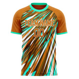 Custom Brown Teal Pattern Soccer Jersey