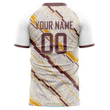 Custom White Gold Pattern Soccer Jersey