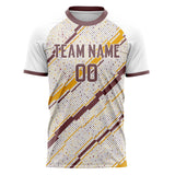 Custom White Gold Pattern Soccer Jersey