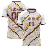 Custom White Gold Pattern Soccer Jersey