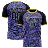 Custom Purple Black Pattern Soccer Jersey