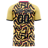 Custom Cream Black Pattern Soccer Jersey