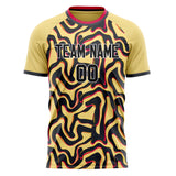 Custom Cream Black Pattern Soccer Jersey