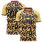 Custom Cream Black Pattern Soccer Jersey