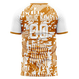 Custom White Orange Pattern Soccer Jersey