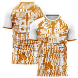 Custom White Orange Pattern Soccer Jersey