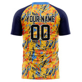 Custom Gold Navy Pattern Soccer Jersey