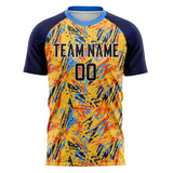 Custom Gold Navy Pattern Soccer Jersey