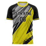 Custom Yellow Black Pattern Soccer Jersey