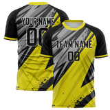 Custom Yellow Black Pattern Soccer Jersey