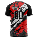 Custom Red Black Pattern Soccer Jersey