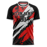 Custom Red Black Pattern Soccer Jersey