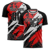 Custom Red Black Pattern Soccer Jersey