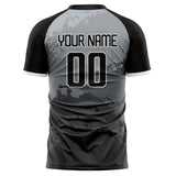 Custom Black Gray Pattern Soccer Jersey