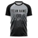 Custom Black Gray Pattern Soccer Jersey