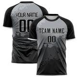 Custom Black Gray Pattern Soccer Jersey