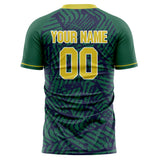 Custom Kelly Green Yellow Pattern Soccer Jersey