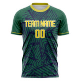 Custom Kelly Green Yellow Pattern Soccer Jersey