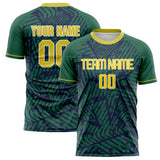 Custom Kelly Green Yellow Pattern Soccer Jersey