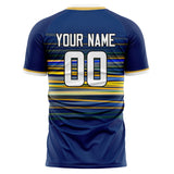 Custom Navy White Pattern Soccer Jersey