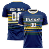 Custom Navy White Pattern Soccer Jersey