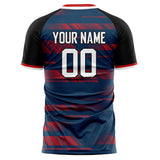 Custom Navy Red Pattern Soccer Jersey