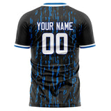 Custom Black Blue Pattern Soccer Jersey