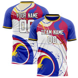 Custom White Blue Pattern Soccer Jersey