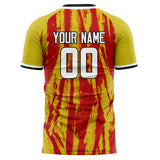 Custom Gold Red Pattern Soccer Jersey