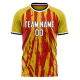 Custom Gold Red Pattern Soccer Jersey