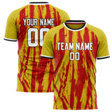 Custom Gold Red Pattern Soccer Jersey