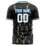 Custom Black Cream Pattern Soccer Jersey