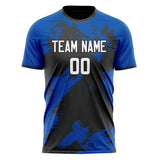 Custom Royal Black Pattern Soccer Jersey