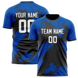 Custom Royal Black Pattern Soccer Jersey