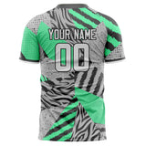 Custom Gray Teal Pattern Soccer Jersey