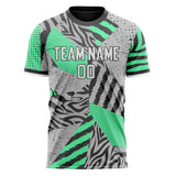 Custom Gray Teal Pattern Soccer Jersey