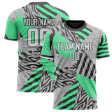 Custom Gray Teal Pattern Soccer Jersey