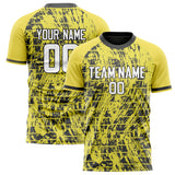 Custom Yellow Gray Pattern Soccer Jersey