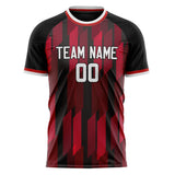 Custom Red Black Pattern Soccer Jersey