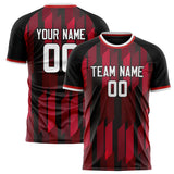 Custom Red Black Pattern Soccer Jersey