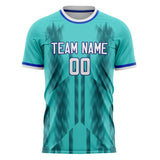 Custom Teal White Pattern Soccer Jersey